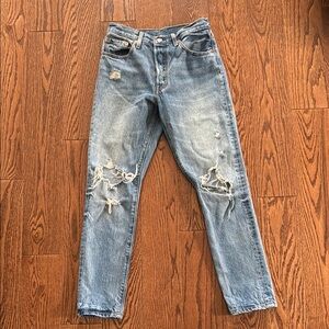 Distressed Levi 501 S jeans